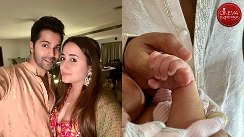 Varun Dhawan and Natasha Dalal (left) and a glimpse of their daughter Lara