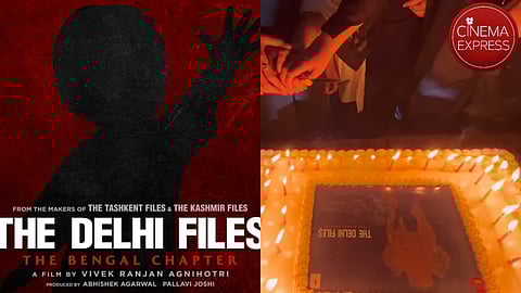 A poster from The Delhi Files (left) and a screenshot of the reel showing the wrap-up party