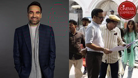 Pankaj Tripathi (left) and a picture from the sets of the film