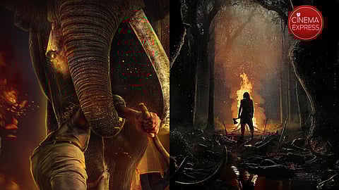 Antony Varghese holds an elephant in deadlock in Kattalan poster
