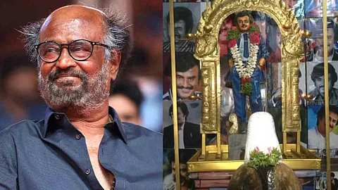Fan decorates Rajinikanth's temple with 5500 photos from his films to celebrate his golden jubilee year