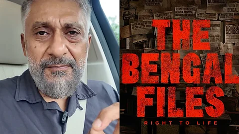 Vivek Agnihotri (L) and The Bengal Files poster (R)