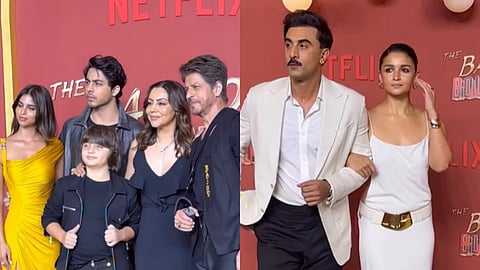 Shah Rukh Khan, Ranbir Kapoor and Alia Bhatt at The Ba***ds of Bollywood premiere (Photo: Viral Bhayani)