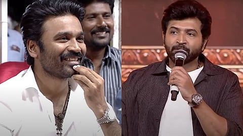 Dhanush and Arun Vijay at Idli Kadai pre-release event in Madurai