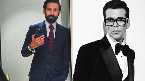 Vikrant Massey (left) and Dostana 2 producer Karan Johar