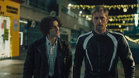 Pillion trailer: Alexander Skarsgard and Harry Melling star in an unlikely love story