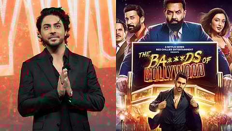 Aryan Khan (L) and The Ba***ds of Bollywood poster (R)