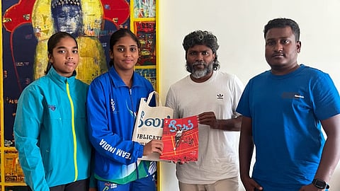 Pa Ranjith meets with kabaddi player Karthika after her Gold Medal win
