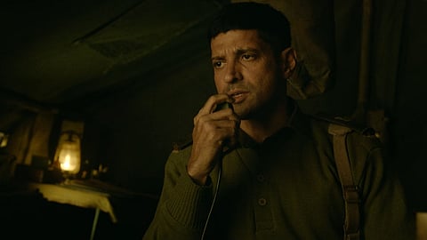 Farhan Akhtar in a still from 120 Bahadur