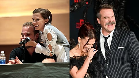 Millie Bobby Brown and David Harbour smile and hug at Stranger Things season 5 premiere amidst harassment controversy