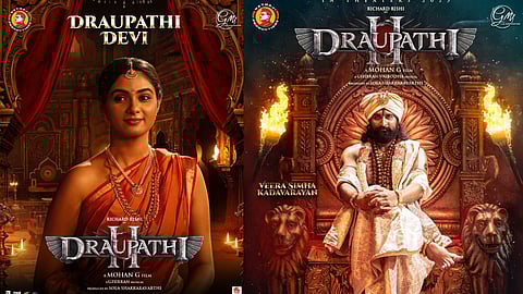 Posters of the lead characters from Draupathi 2