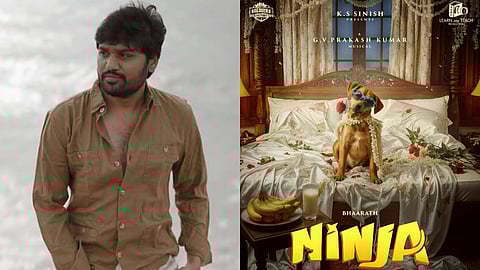 Actor Bhaarath and the first look poster of his upcoming film Ninja