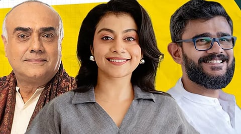 From L to R: Pharma's stars Rajit Kapur, Shruti Ramachandran, and director PR Arun