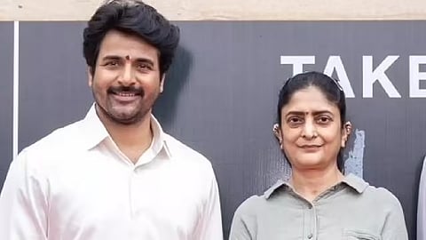 Sivakarthikeyan and Sudha Kongara at the Parasakthi launch event