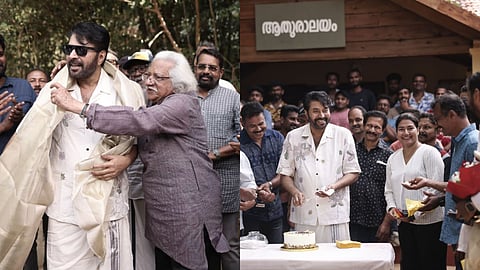 Adoor Gopalakrishnan and Padayaatra team honour Padma Bhushan awardee Mammootty on set