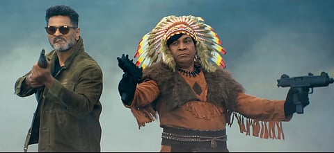 Screengrab featuring Prabhu Deva and Vadivelu from Bang Bang title promo