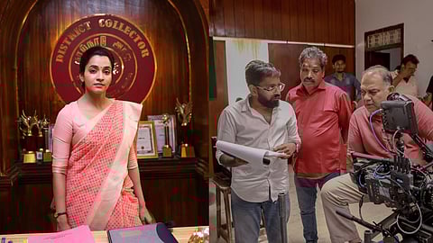 Abarnathi as Veni in Vengeance still; Rahul Ashok in the BTS still of the film