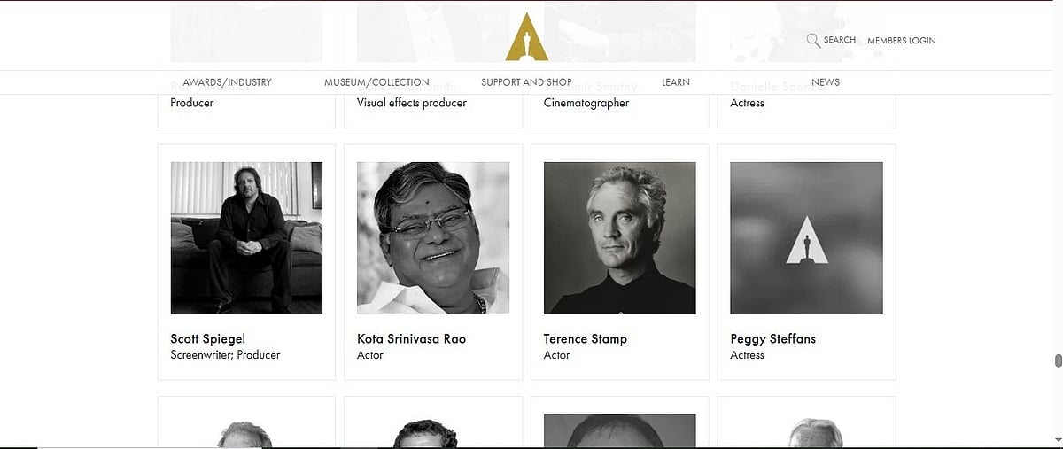 Kota Srinivasa Rao recognised on the In Memoriam website of the Academy