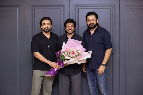 Suriya and Karthi with Youth director Ken Karunaas