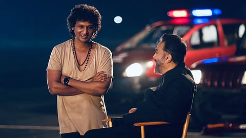 Lokesh Kanagaraj with Kamal Haasan at the sets of Vikram