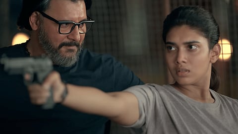 Abbas (L) and Dushara Vijayan (R) in a still from Exam