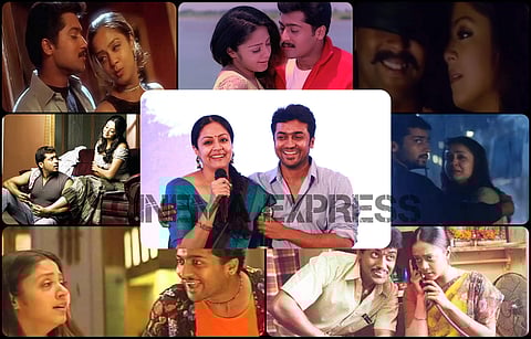 Suriya and Jyotika first shared screen space in Vasanth's Povellam Kettupaar. They have acted in six more films that saw the real-life couple put their chemistry to good use.