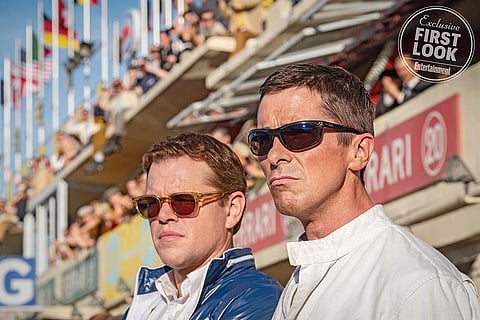 Christian Bale and Matt Damon hit the track for Ford V Ferrari first look pictures