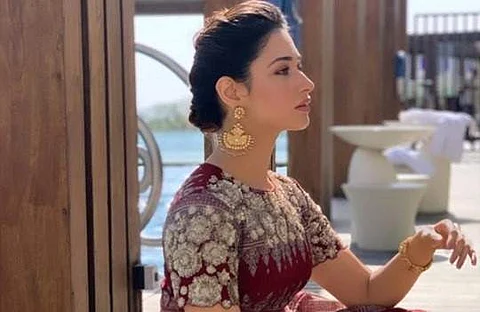 Tamannaah clicked at the launch of her next Tollywood flick, Raju Gari Gadhi 3