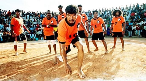 Vijay played a state-level kabaddi player. in the 2004 Tamil film, Ghilli, diected by Dharani. Also starring Trisha, the film featured a National Kabaddi championship match final in the climax.