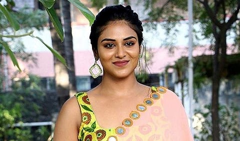 Indhuja clicked at the press meet of Super Duper