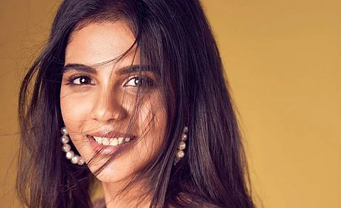 Kalyani Priyadarshan clicked at the promotions of her next, Ranarangam