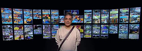 'Odavum mudiyaadhu oliyavum mudiyaadhu'  The day begins with Kamal Haasan talking about the technical team that ensures no one can run or hide in this reality show