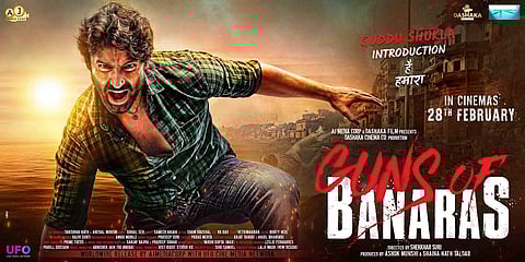 The first-look poster of Guns of Banaras, the Hindi remake of Polladhavan, is out