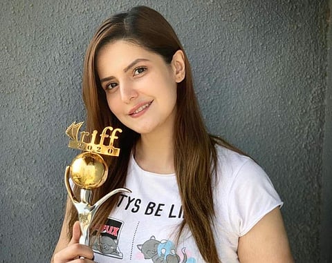 Zareen Khan wins best actress award for Hum Bhi Akele, Tum Bhi Akele at Rajasthan International Film Festival