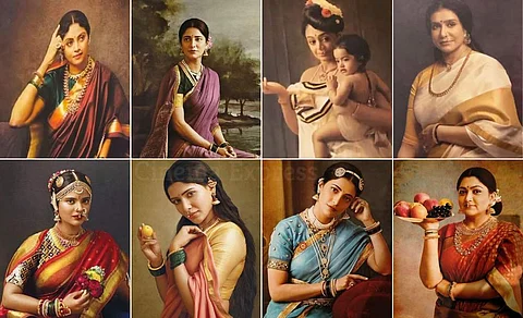Samantha, Aishwarya Rajesh, Ramya Krishnan, Khushbu, Shruti Haasan, Shobhana, Nadhiya, and Lissy have shot for G Venkatram's 'Recreating Ravi Varma' calendar for Naam Foundation.  .
