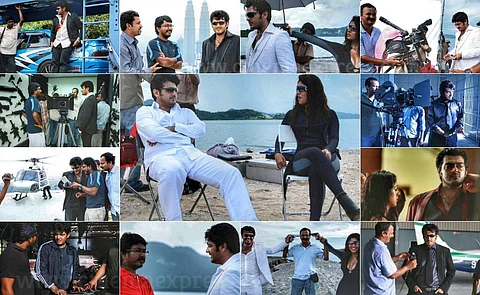 As the Vishnuvardhan-directorial, starring Ajith Kumar as David Billa and Saravana Velu, completes 14 years, we give you some rare working stills from the film's sets.