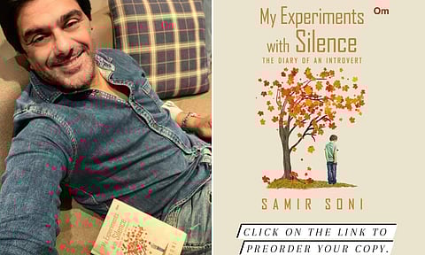 A still of Samir Soni and promo of his book
