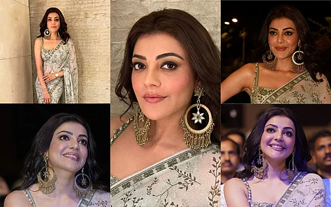 Here are a few clicks of Kajal Aggarwal from the pre-release event of her upcoming film, Mosagallu