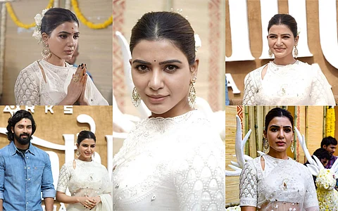 A few clicks of Samantha Akkineni from the launch of her next film, Shakuntalam