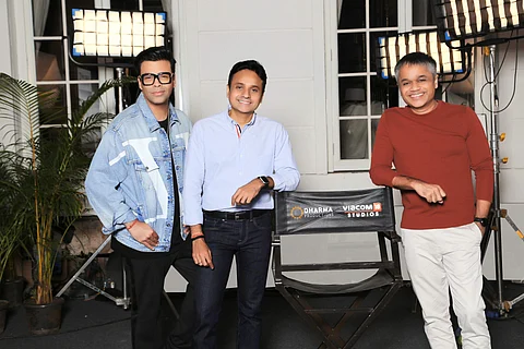 L to R: Karan Johar, Apoorva Mehta, Ajit Andhare