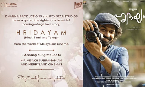 Dharma Productions and Fox Star Studios acquire remake rights to Hridayam