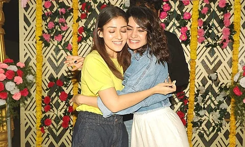 Samantha and Nayanthara at the sets of Kaathuvaakula Rendu Kaadhal