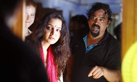 Santosh Sivan and Manju Warrier on the sets of Jack N Jill