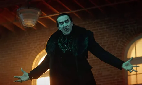  Actor Nicolas Cage accidentally drinks his own blood while playing Count Dracula