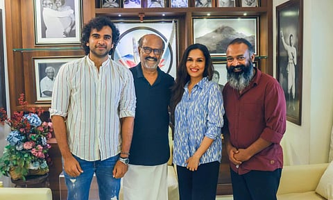 Ashok Selvan, Soundarya Rajinikanth take blessings from Rajinikanth for Gangs