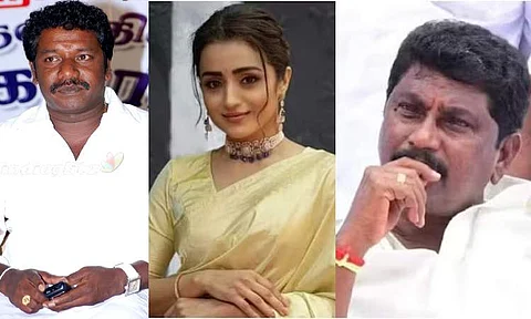Nadigar Sangam condemns politician AV Raju's derogatory remarks against Trisha and Karunas